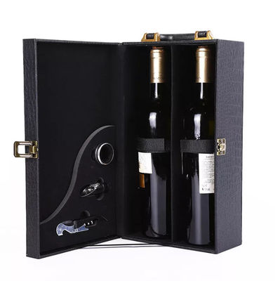 Hộp da PU cứng CMYK Glass Wine Box Bao bì Varnish 1 2 chiếc