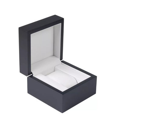 Hộp đựng đồng hồ đơn màu đen mờ tùy chỉnh bằng da Pu vuông bằng gỗ
