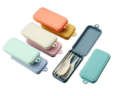 Bộ đồ ăn tối 3 món Bao bì hộp du lịch với đũa gấp Spork Bộ đồ ăn