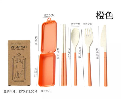 Bộ đồ ăn tối 3 món Bao bì hộp du lịch với đũa gấp Spork Bộ đồ ăn