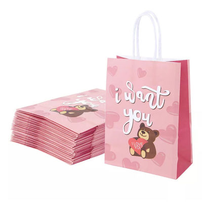 Valentines Túi xách giấy Kraft CMYK Túi quà tặng giấy trắng Kraft Debossing