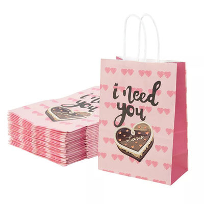 Valentines Túi xách giấy Kraft CMYK Túi quà tặng giấy trắng Kraft Debossing