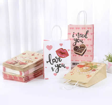 Valentines Túi xách giấy Kraft CMYK Túi quà tặng giấy trắng Kraft Debossing