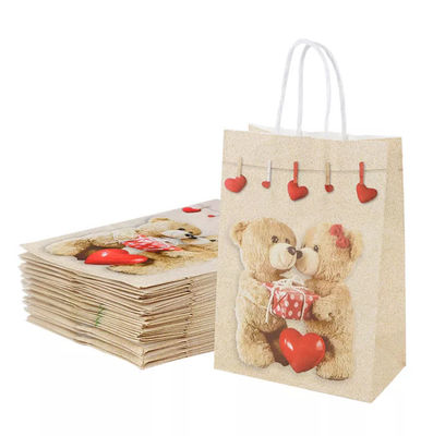 Valentines Túi xách giấy Kraft CMYK Túi quà tặng giấy trắng Kraft Debossing
