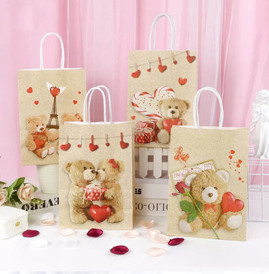 Valentines Túi xách giấy Kraft CMYK Túi quà tặng giấy trắng Kraft Debossing