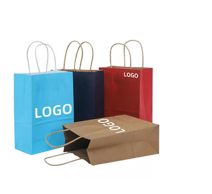 In logo Túi kraft Takeaway mua sắm Túi đóng gói quà tặng Có thể phân hủy sinh học