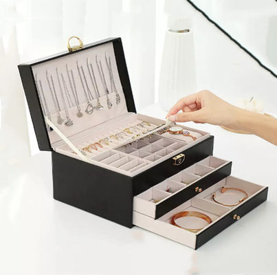 Hộp đựng đồ trang sức bằng da không thấm mỡ Varnishing Có thể tái chế
