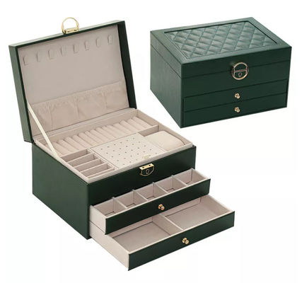 Hộp đựng đồ trang sức bằng da không thấm mỡ Varnishing Có thể tái chế