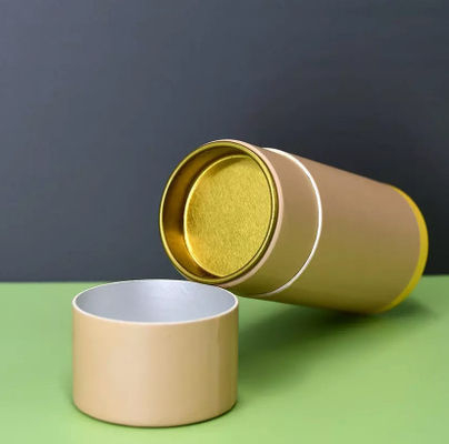Hộp bao bì hình trụ bằng bìa cứng tùy chỉnh có nắp kim loại bên trong