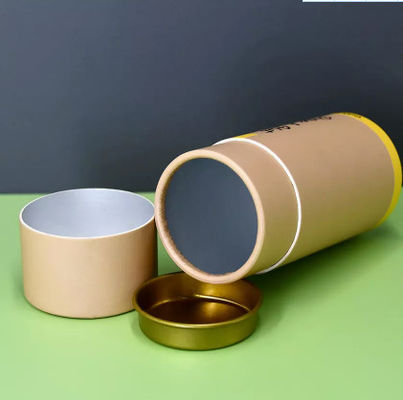 Hộp bao bì hình trụ bằng bìa cứng tùy chỉnh có nắp kim loại bên trong